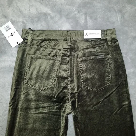 7 For All Mankind High Waist Velvet Ankle Skinny With Exposed Button Fly Pants - Picture 10 of 12